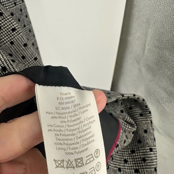 Boden blazer womens 12 black white plaid polka dot fawcett wool work office - Picture 8 of 9